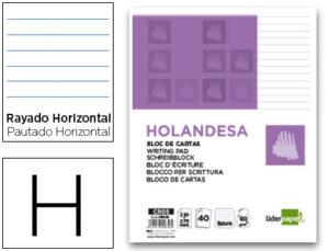 Bloc de cartas liderpapel rayado horizontal holandesa 40 hojas 60g/m2