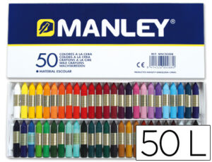 Lapices cera manley caja de 50 colores surtidos