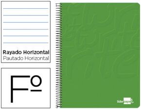 Cuaderno espiral liderpapel folio write tapa blanda 80h 60gr horizontal con margen color verde