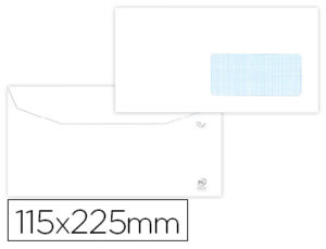 Sobre liderpapel blanco 115×225 mm ventana derecha trapezodial engomada papel offset 80gr caja de 500 unidades