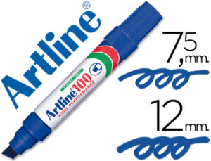 Rotulador artline marcador permanente 100 azul punta biselada