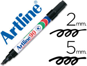 Rotulador artline marcador permanente ek-90 negro punta biselada 5 mm papel metal y cristal