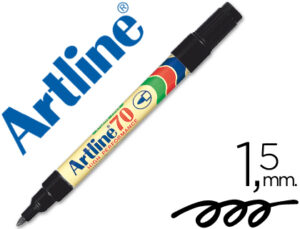 Rotulador artline marcador permanente ek-70 negro punta redonda 1.5 mm papel metal y cristal