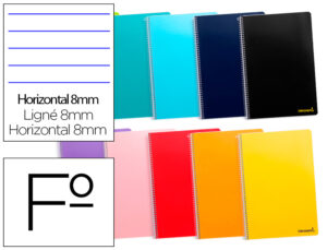 Cuaderno espiral liderpapel folio smart tapa blanda 80h 60gr horizontal 8mm con margen colores surtidos