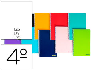 Cuaderno espiral liderpapel cuarto smart tapa blanda 80h 60gr liso sin margen colores surtidos