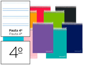 Cuaderno espiral liderpapel cuarto witty tapa dura 80h 75gr pauta ancha 3,5mm con margen colores surtidos