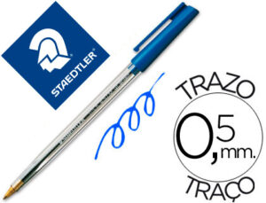 Boligrafo staedtler stick azul con capuchon