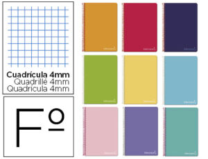 Cuaderno espiral liderpapel a4 micro witty tapa dura 140h 75gr horizontal 8mm 5 bandas 4 taladros colores surtidos