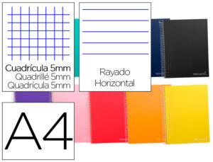 Cuaderno espiral liderpapel a4 micro jolly multidisciplina tapa forrada 140h 75gr 28h 5mm 112h hrtal.