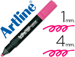 Rotulador artline fluorescente ek-660 rosa punta biselada