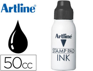 Tinta tampon artline negra bote 50 cc