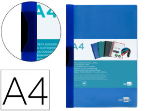 Carpeta liderpapel dossier pinza lateral polipropileno din a4 azul translucido 60 hojas pinza deslizante