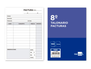 Talonario liderpapel facturas 8º original t100 con i.v.a.