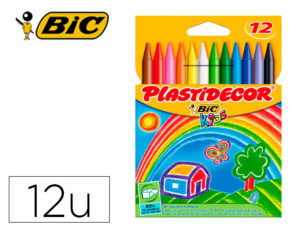 Lapices cera plastidecor caja de 12 colores surtidos