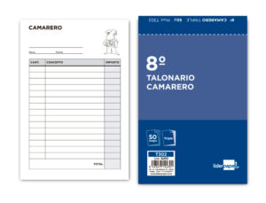 Talonario liderpapel camarero 8º original y 2 copias t302