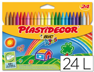 Lapices cera plastidecor caja de 24 colores surtidos