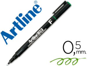 Rotulador artline retroproyeccion punta fibra permanente ek-853 verde -punta redonda 0.5 mm