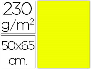 Cartulina fluorescente amarilla 50×65 cm 230 gr