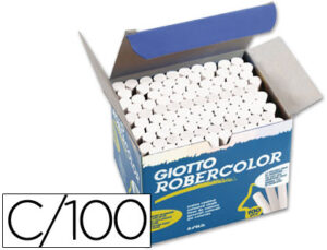 Tiza blanca antipolvo robercolor caja de 100 unidades