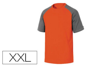 Camiseta de algodon deltaplus color gris/naranja talla xxl