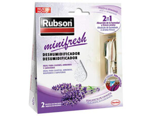 Deshumidificador rubson mini fresh lavanda accion 2 en 1 pack 2 bolsitas de 50 gr