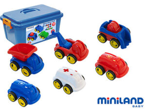 Juego didactico miniland con 10 vehiculos profesionales flexibles para trabajar la educacion vial