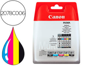 Ink jet canon pgi-580/cli-581 pixma para ts6150 / ts8150 / tr7550 / tr8550 multipack negro amarillo cian magenta