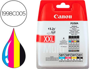 Ink jet canon pgi-580/cli-581 xxl pixma para ts6150 / ts8150 /tr7550 / tr8550 multipack negro amarillo cian