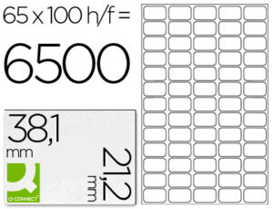 Etiqueta adhesiva q-connect kf15386 tamaño 38,1×21,2 mm fotocopiadora laser ink-jet caja con 100 hojas din a4