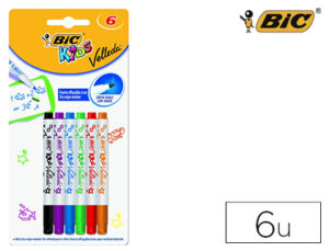 Rotulador bic kids velleda para pizarra blister de 6 colores surtidos