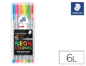 Rotulador staedtler triplus neon colours estuche de 6 unidades colores surtidos