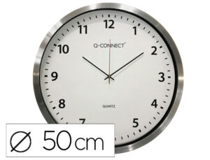 Reloj q-connect de pared plastico oficina redondo 50 cm marco cromado