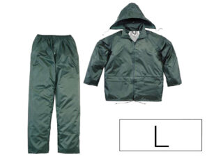 Conjunto de lluvia deltaplus 400 poliester/pvc verde talla l