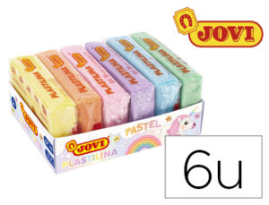 Plastilina jovi 70 tamaño pequeño caja de 6 unidades colores pastel surtidos 50g