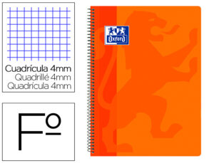 Cuaderno espiral oxford school classic tapa polipropileno folio 80 hojas cuadro 4 mm con margen