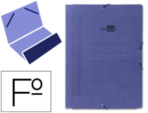 Carpeta liderpapel gomas folio bolsa carton pintado azul