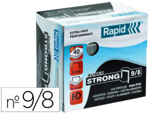 Grapas rapid super strong galvanizadas nº 9/8 caja de 5000 unidades