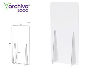 Pantalla de proteccion archivo 2000 de pie metacrilato transparente 900×1850 mm