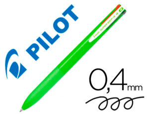 Boligrafo pilot super grip g 4 colores retractil sujecion de caucho tinta base de aceite cuerpo color verde