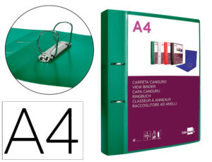 Carpeta liderpapel canguro 2 anillas 40 mm mixtas polipropileno din a4 verde translicudo