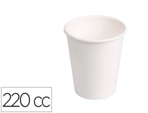 Vaso de carton biodegradable blanco 220 cc paquete de 50 unidades