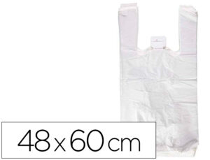 Bolsa camiseta reciclada 70% blanca 50 mc 48×60 cm apta legislacion de bolsas 2021