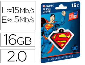 Memoria usb emtec flash 16 gb usb 2.0 collector superman