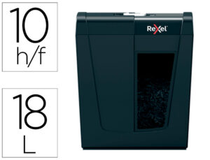 Destructora de documentos rexel secure x10 eu capacidad 10 hojas grapas clips tarjetas y cd 18 l