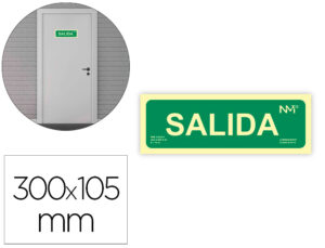 Pictograma archivo 2000 salida pvc verde luminiscente 300×105 mm pack de 2 unidades