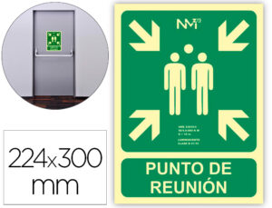 Pictograma archivo 2000 punto de reunion pvc verde luminiscente 224×300 mm