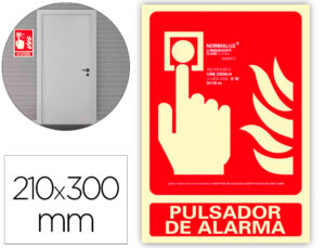 Pictograma archivo 2000 pulsador de alarma pvc rojo luminiscente 210×300 mm