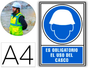 Pictograma archivo 2000 obligatorio uso de casco pvc azul luminiscente 210×297 mm