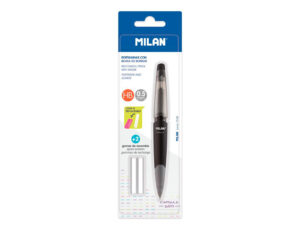 Portaminas milan capsule slim 0,5 mm + 2 recambios de goma en blister