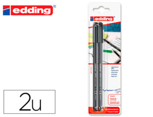 Rotulador edding punta fibra 1200 negro n.1 punta redonda 0.5 mm blister de 2 unidades